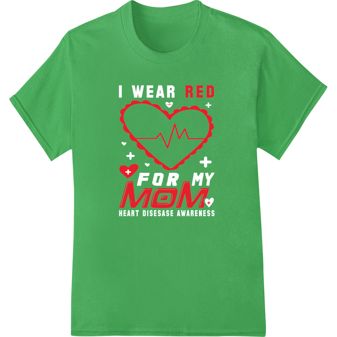 Red Mom Heart: Celebrate Motherly Love this Mother's Day on green shirt - SUPERDTF-DTF Prints-DTF Transfers-Custom DTF Prints