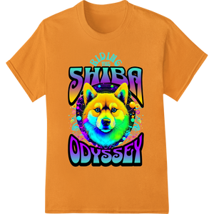 Riding the Shiba Odyssey: Psychedelic DTF Print Transfer showcasing advanced DTF technology technology