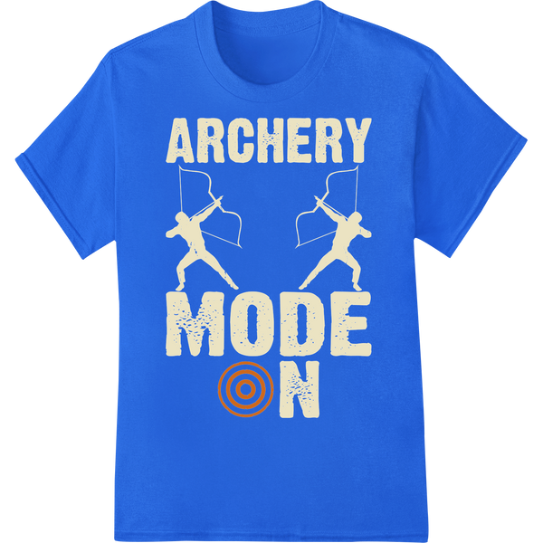 Archery Mode On: Dynamic DTF Print for Sports Enthusiasts on blue shirt - SUPERDTF-DTF Prints-DTF Transfers-Custom DTF Prints