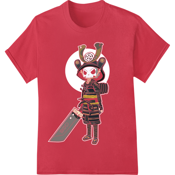 Cutting-edge innovative apparel printing featured on Fearsome Samurai Warrior in Battle Armor - Vector Art