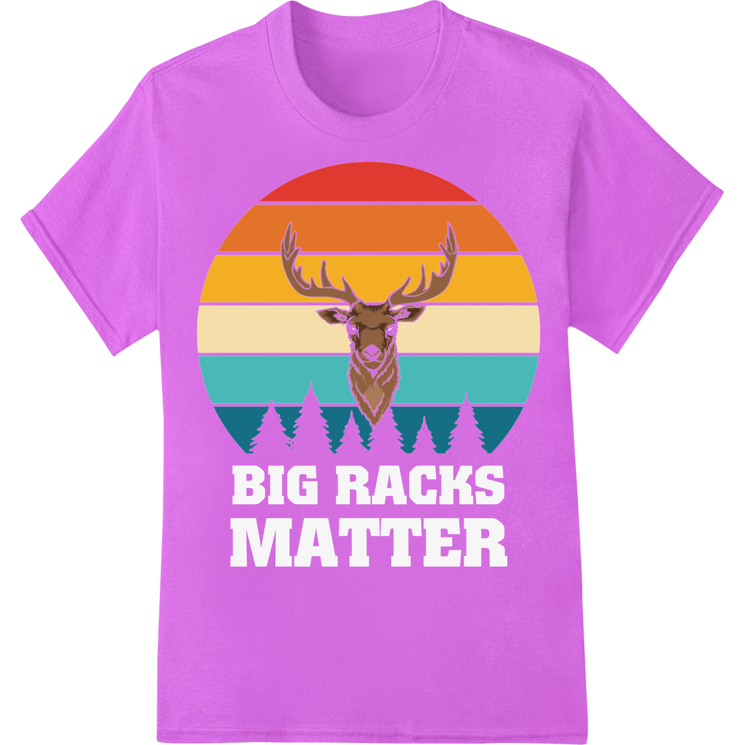 Retro Deer Silhouette Sunset DTF Print for Hunting Gear on purple shirt - SUPERDTF-DTF Prints-DTF Transfers-Custom DTF Prints