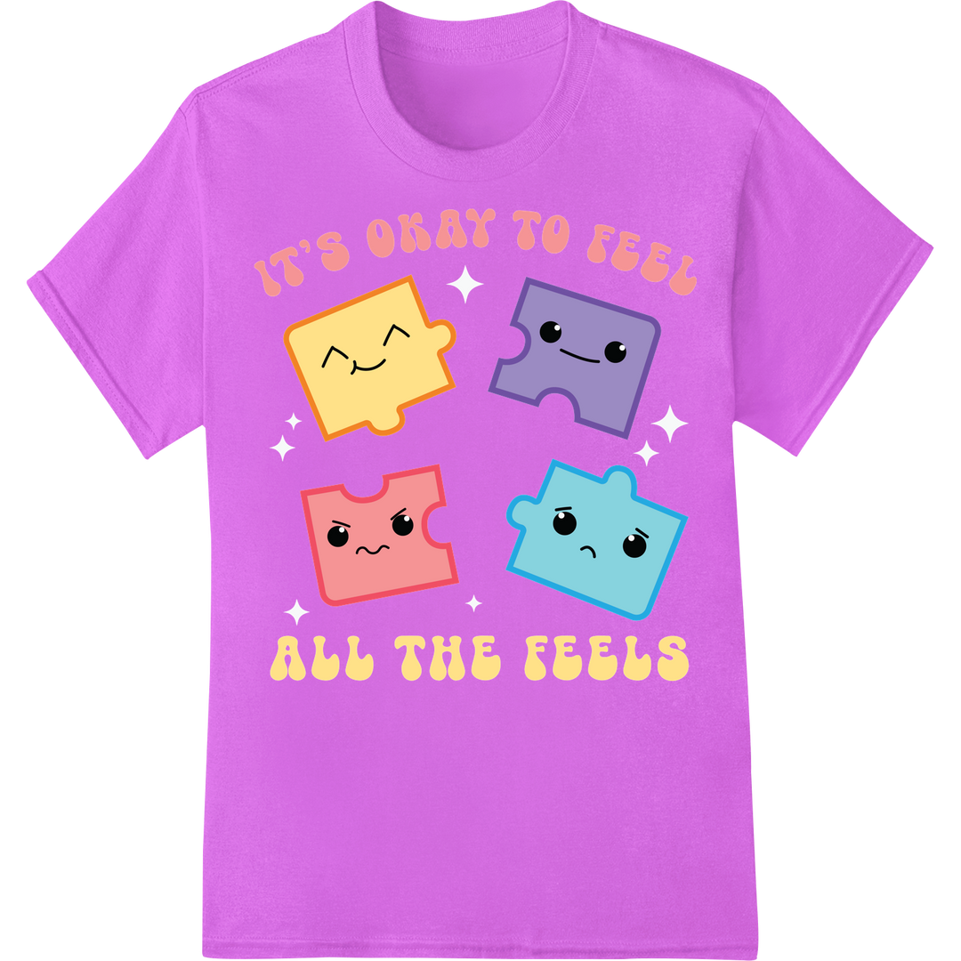 Embrace Your Emotions: Cute Mental Health DTF Print on purple shirt - SUPERDTF-DTF Prints-DTF Transfers-Custom DTF Prints