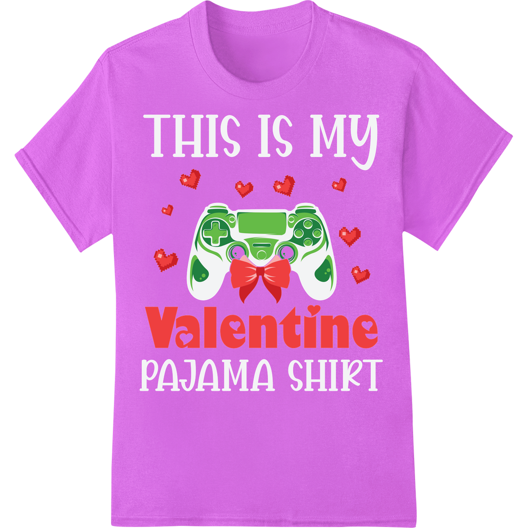 Retro Gamer Love: Quirky Valentine's Day DTF Print on purple shirt - SUPERDTF-DTF Prints-DTF Transfers-Custom DTF Prints