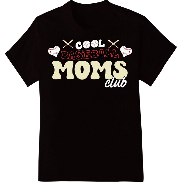 Honor Baseball Moms with This Stitched Text DTF Heat Transfer on black shirt - SUPERDTF-DTF Prints-DTF Transfers-Custom DTF Prints