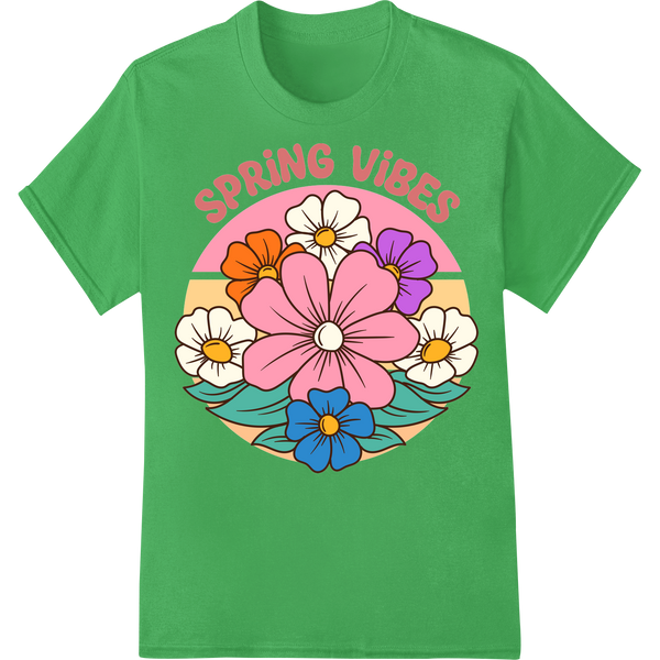 Spring Vibes: Blooming with Color and Joy on green shirt - SUPERDTF-DTF Prints-DTF Transfers-Custom DTF Prints