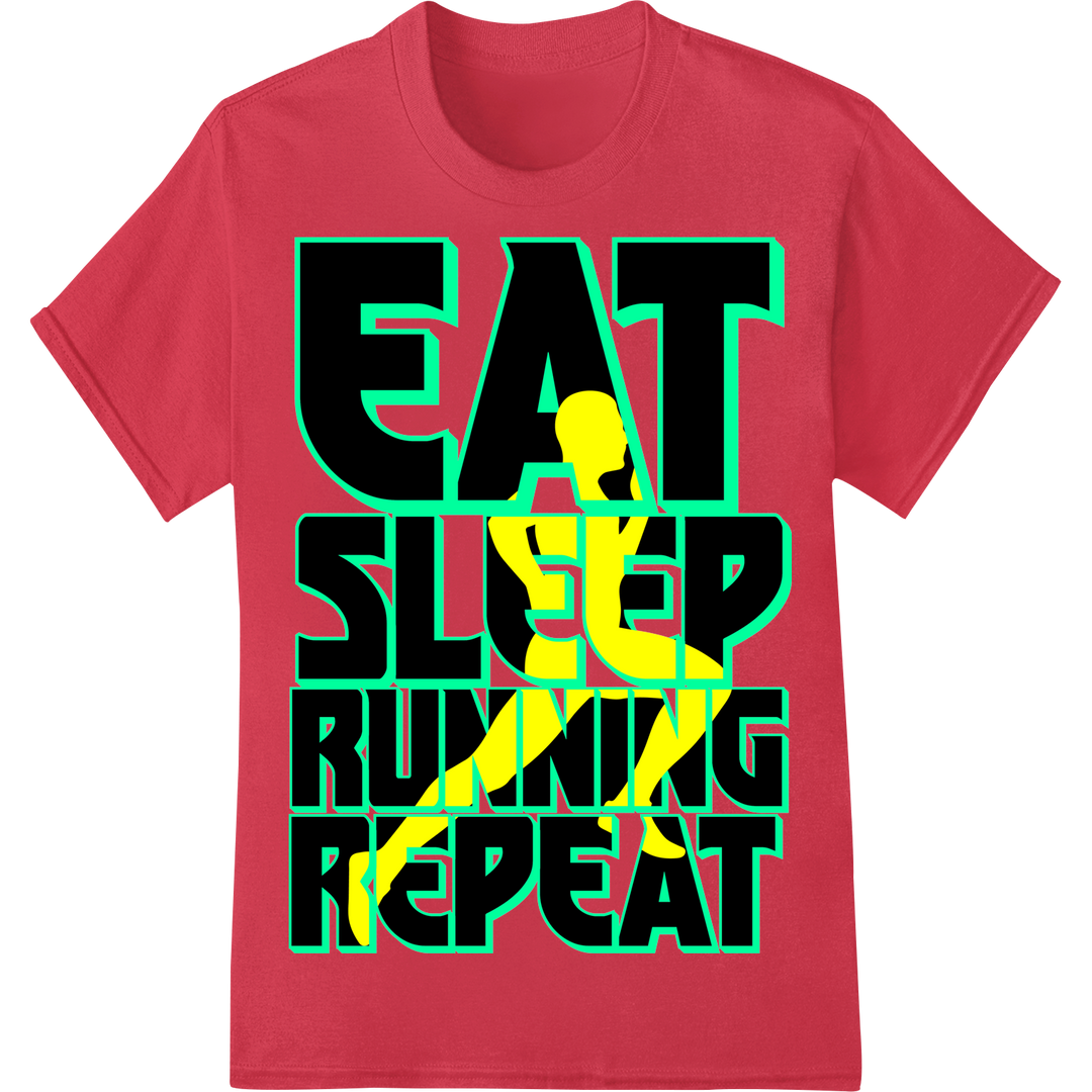 Eat Sleep Run Repeat: Motivational Runner's DTF Print on red shirt - SUPERDTF-DTF Prints-DTF Transfers-Custom DTF Prints