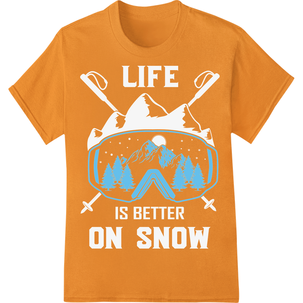 Ski Into Style: Minimalist Mountain DTF Print Heat Transfer on orange shirt - SUPERDTF-DTF Prints-DTF Transfers-Custom DTF Prints