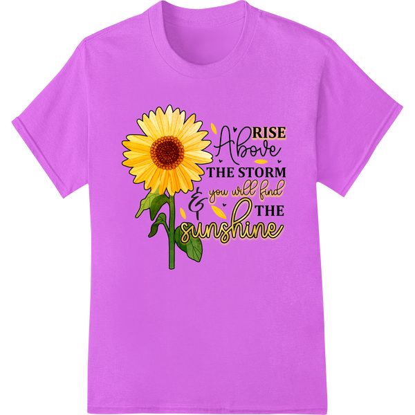 Yellow sunflower design called 'Sunflower of Hope' with rain cloud details, printed using DTF (direct-to-film) transfer...