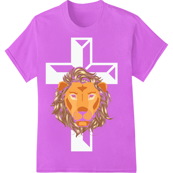 Majestic Lion of Faith | DTF Print Heat Transfer | Easter on purple shirt - SUPERDTF-DTF Prints-DTF Transfers-Custom DTF Prints