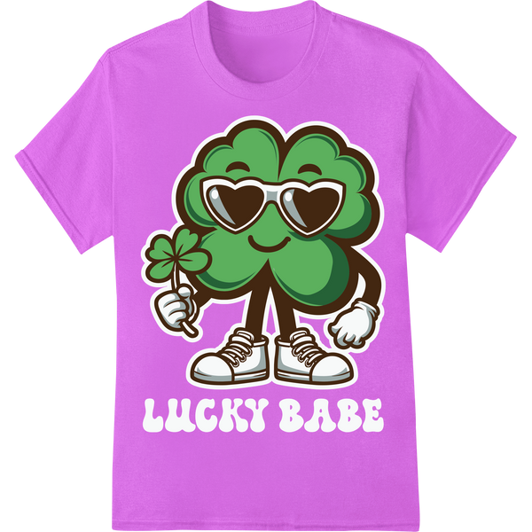 Lucky Shamrock Cartoon DTF Print Heat Transfer | St. Patrick's on purple shirt - SUPERDTF-DTF Prints-DTF Transfers-Custom DTF Prints