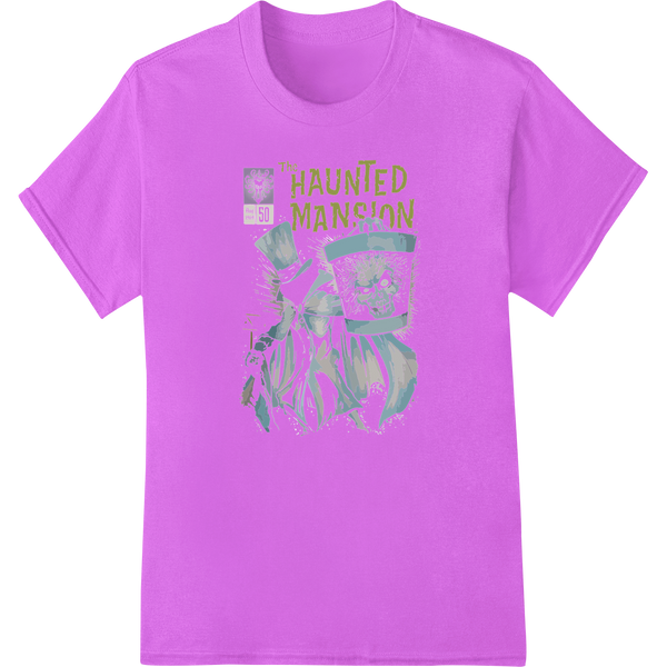 Haunting Elegance: The Haunted Mansion DTF Print Transfer on purple shirt - SUPERDTF-DTF Prints-DTF Transfers-Custom DTF Prints