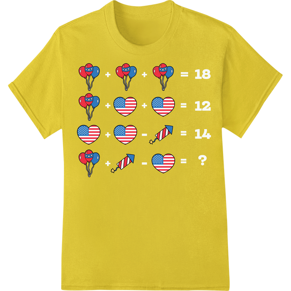 Patriotic Heart Balloons: 4th of July Teacher DTF Print on yellow shirt - SUPERDTF-DTF Prints-DTF Transfers-Custom DTF Prints