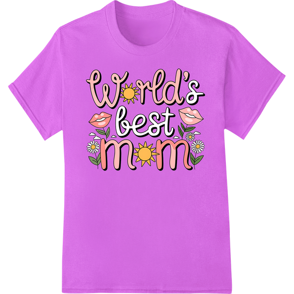 Retro 'World's Best Mom' DTF Print Heat Transfer | Mother's Day on purple shirt - SUPERDTF-DTF Prints-DTF Transfers-Custom DTF Prints