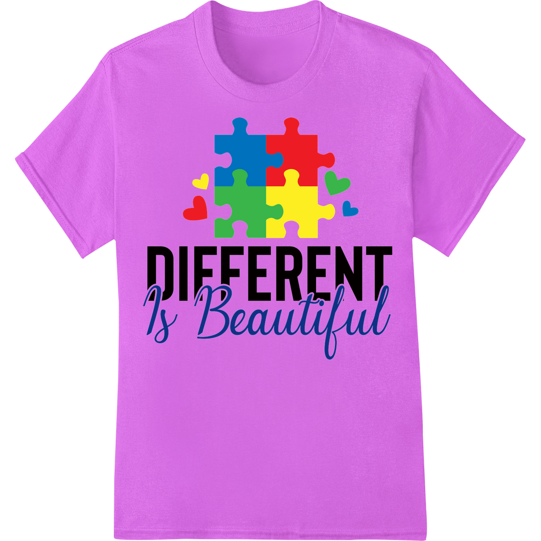 Celebrate Diversity: Autism Awareness DTF Transfer Print on purple shirt - SUPERDTF-DTF Prints-DTF Transfers-Custom DTF Prints