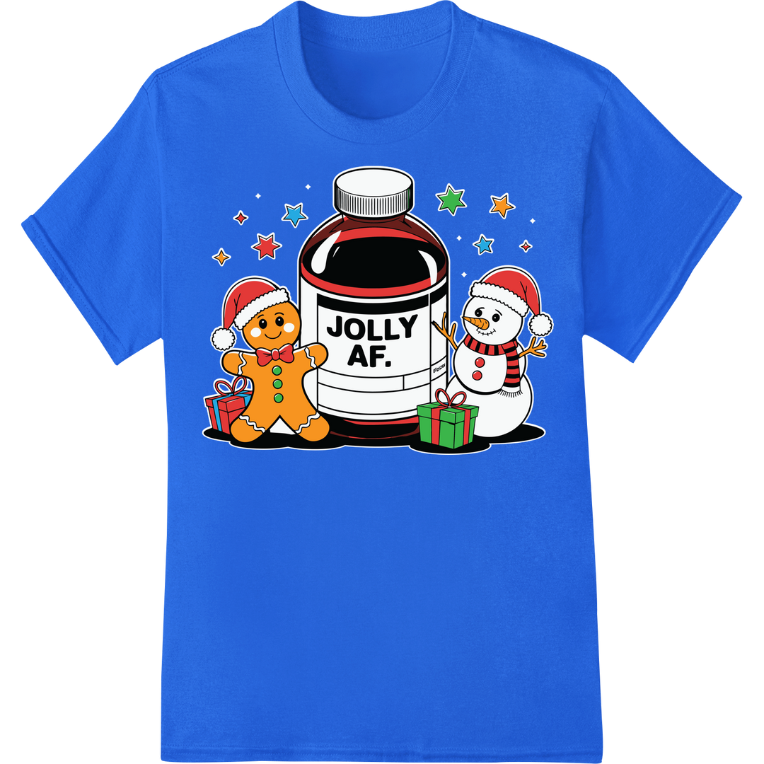 Retro Nurse Christmas Gingerbread & Snowman Holiday DTF Print on blue shirt - SUPERDTF-DTF Prints-DTF Transfers-Custom DTF Prints