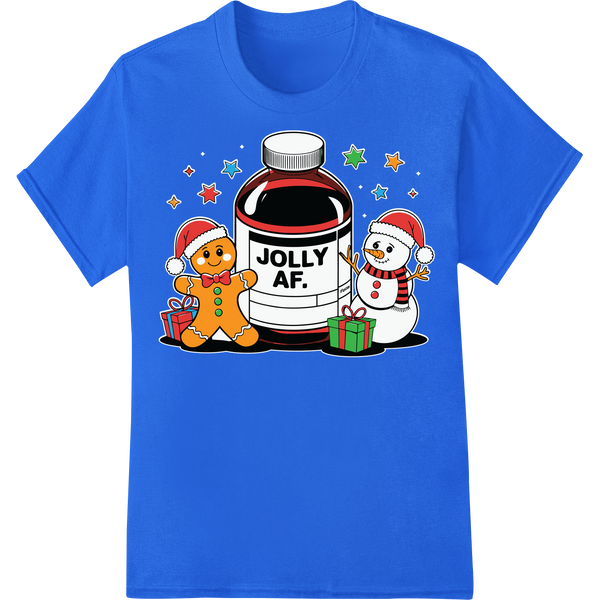 Retro Nurse Christmas Gingerbread & Snowman Holiday DTF Print on blue shirt - SUPERDTF-DTF Prints-DTF Transfers-Custom DTF Prints