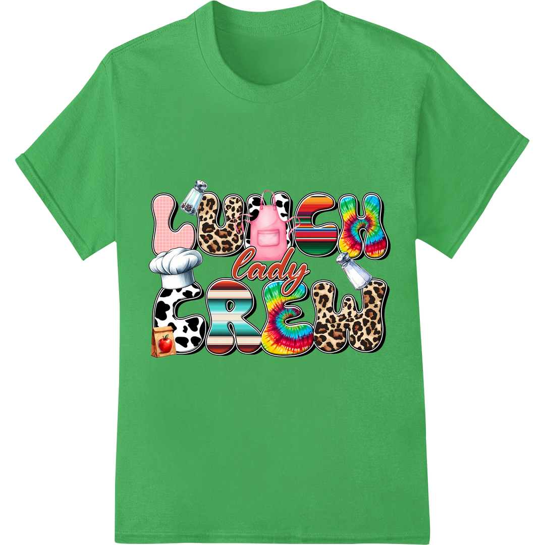 Lady Crew: Lunchtime Fun Kids' Heat Transfer Print on green shirt - SUPERDTF-DTF Prints-DTF Transfers-Custom DTF Prints