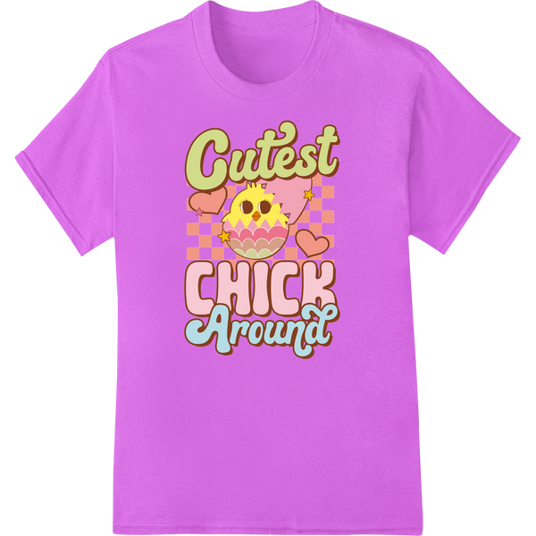 Adorable 'Cutest Chick Around' Easter DTF Print Heat Transfer on purple shirt - SUPERDTF-DTF Prints-DTF Transfers-Custom DTF Prints