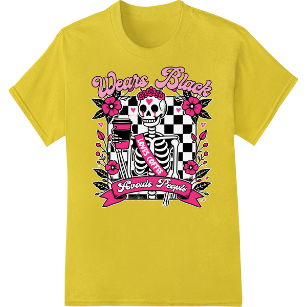 Punk rock Valentine's Day design featuring a bold skeleton with flowers, perfect for DTF heat transfer printing on t-shirts