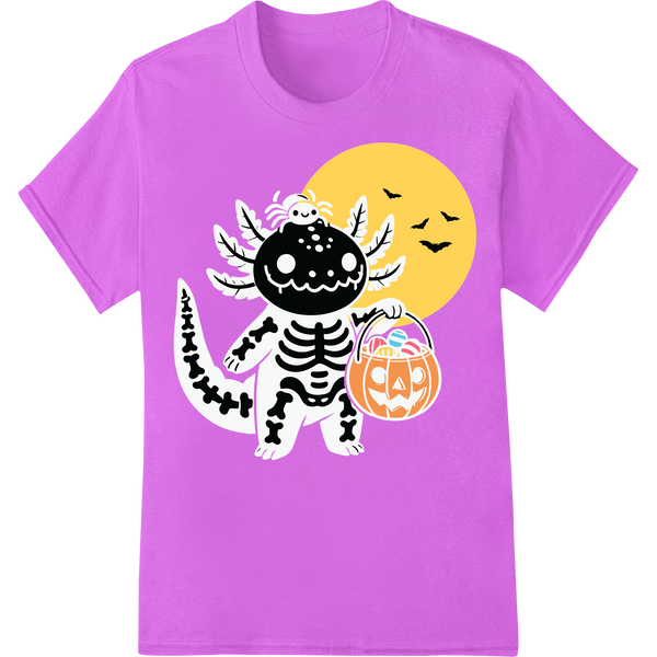 Spooky Skeleton Axolotl Halloween DTF Print Heat Transfer on purple shirt - SUPERDTF-DTF Prints-DTF Transfers-Custom DTF Prints