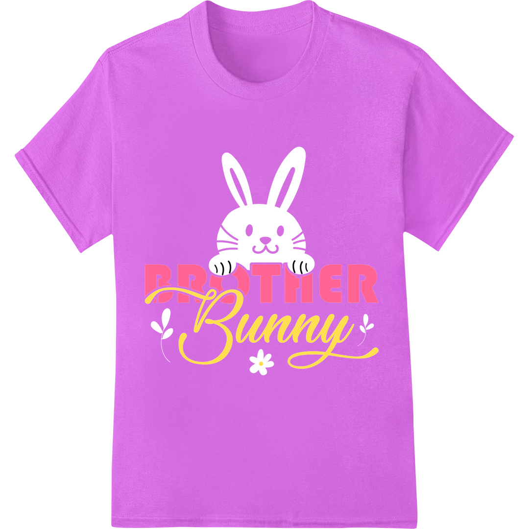 Adorable 'BROTHER Bunny' Easter DTF Heat Transfer Print on purple shirt - SUPERDTF-DTF Prints-DTF Transfers-Custom DTF Prints