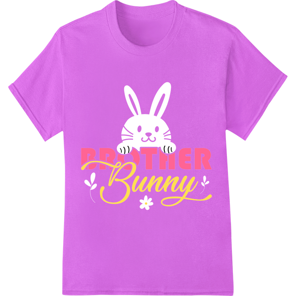 Adorable 'BROTHER Bunny' Easter DTF Heat Transfer Print on purple shirt - SUPERDTF-DTF Prints-DTF Transfers-Custom DTF Prints