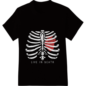 Live in Death: Edgy Skeleton DTF Print for Halloween Style - High-quality custom garment printing