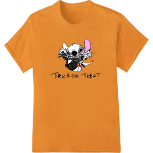 Spooky Skeleton Trick or Treat Halloween DTF Print Transfer showcasing advanced professional DTF printing technology