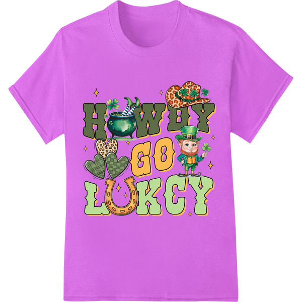 Lucky Leprechaun's Western Charm - St. Patrick's Day DTF Print on purple shirt - SUPERDTF-DTF Prints-DTF Transfers-Custom DTF Prints