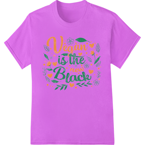 Vegan is the New Black: Stylish Plant-Based DTF Print on purple shirt - SUPERDTF-DTF Prints-DTF Transfers-Custom DTF Prints