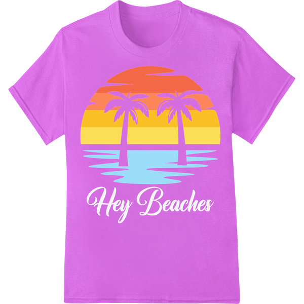 Tropical Sunset Paradise: Vibrant Summer DTF Print Transfer on purple shirt - SUPERDTF-DTF Prints-DTF Transfers-Custom DTF Prints