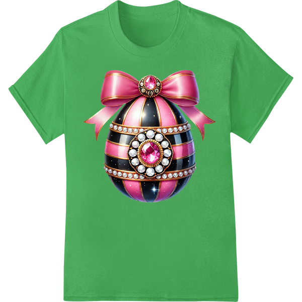 Bejeweled Pink Easter Egg DTF Print Heat Transfer Design on green shirt - SUPERDTF-DTF Prints-DTF Transfers-Custom DTF Prints