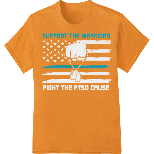 Support The Warriors PTSD Awareness Teal Ribbon DTF Transfer on orange shirt - SUPERDTF-DTF Prints-DTF Transfers-Custom DTF Prints