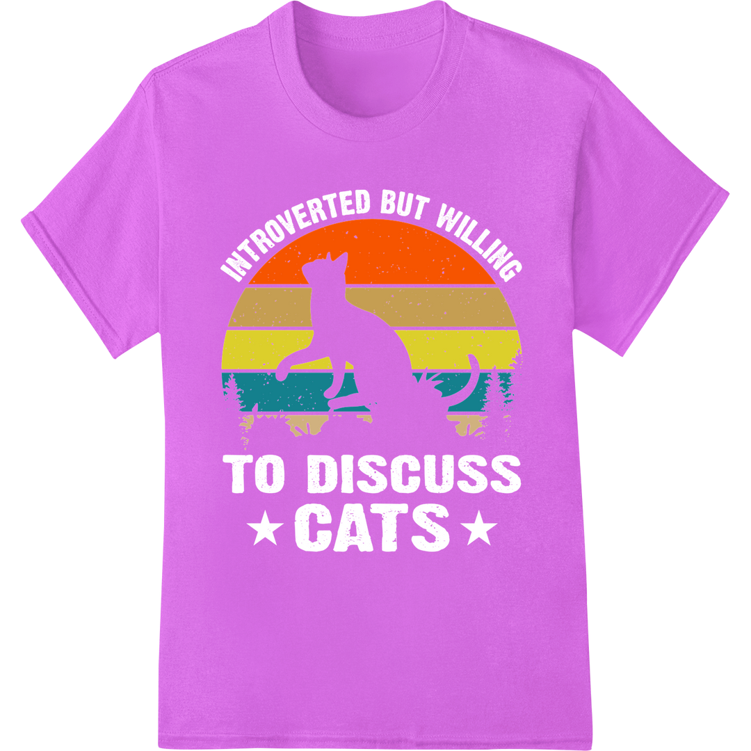 Retro Cat Dad Sunset DTF Print Heat Transfer | Father's Day on purple shirt - SUPERDTF-DTF Prints-DTF Transfers-Custom DTF Prints