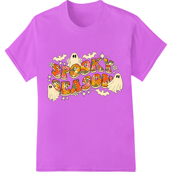 Adorable 'Spooky Season' Halloween Design with Friendly Ghosts on purple shirt - SUPERDTF-DTF Prints-DTF Transfers-Custom DTF Prints