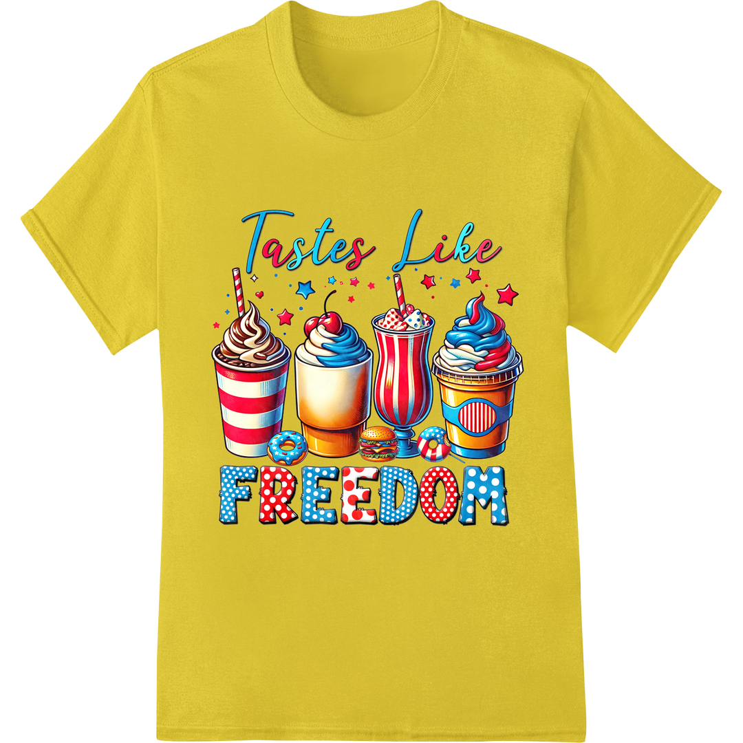 Tasty Freedom: Patriotic 4th of July DTF Print Transfer on yellow shirt - SUPERDTF-DTF Prints-DTF Transfers-Custom DTF Prints