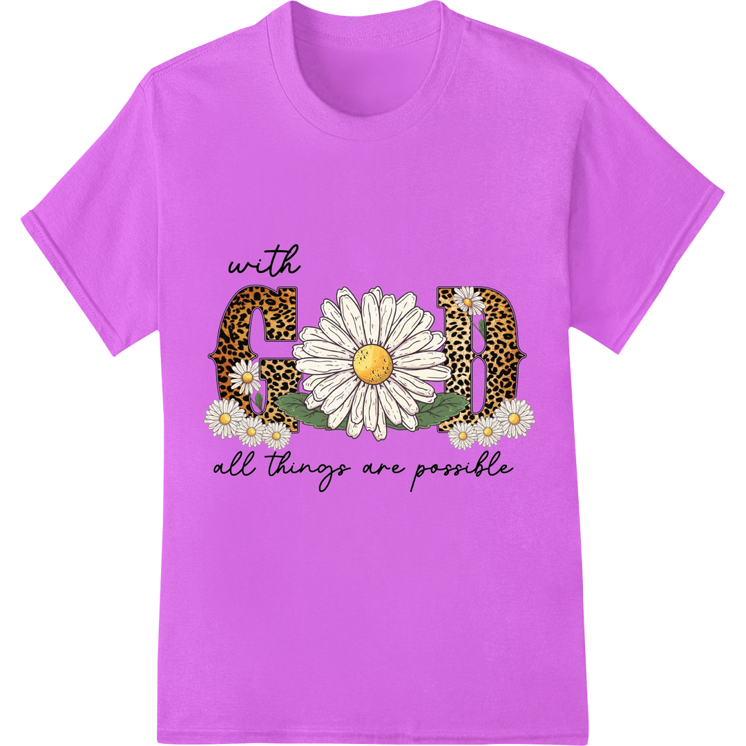 Retro Floral Motivational DTF Print: All Things Possible on purple shirt - SUPERDTF-DTF Prints-DTF Transfers-Custom DTF Prints