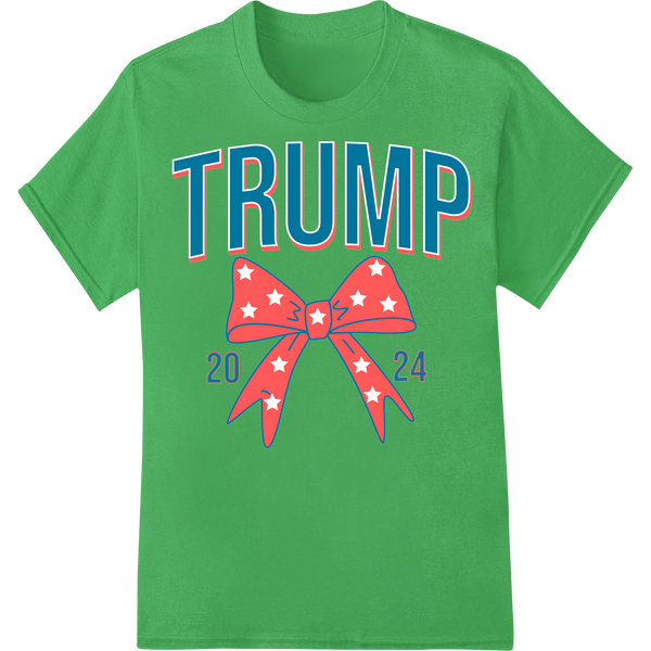 Trump 2024 patriotic bow tie design printed using direct-to-film (DTF) transfer technology for custom apparel and t-shirt...