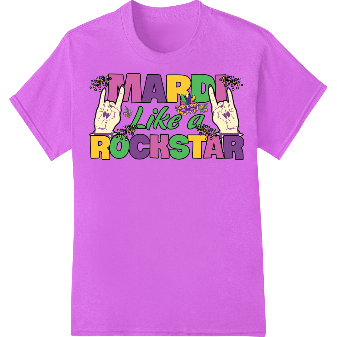 Edgy 'HARD Like a ROCKSTAR' DTF Print Heat Transfer on purple shirt - SUPERDTF-DTF Prints-DTF Transfers-Custom DTF Prints