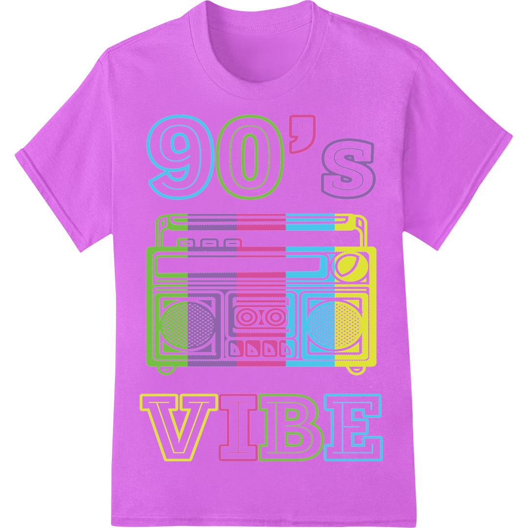 Totally Rad 90's Retro Boombox DTF Print Heat Transfer on purple shirt - SUPERDTF-DTF Prints-DTF Transfers-Custom DTF Prints