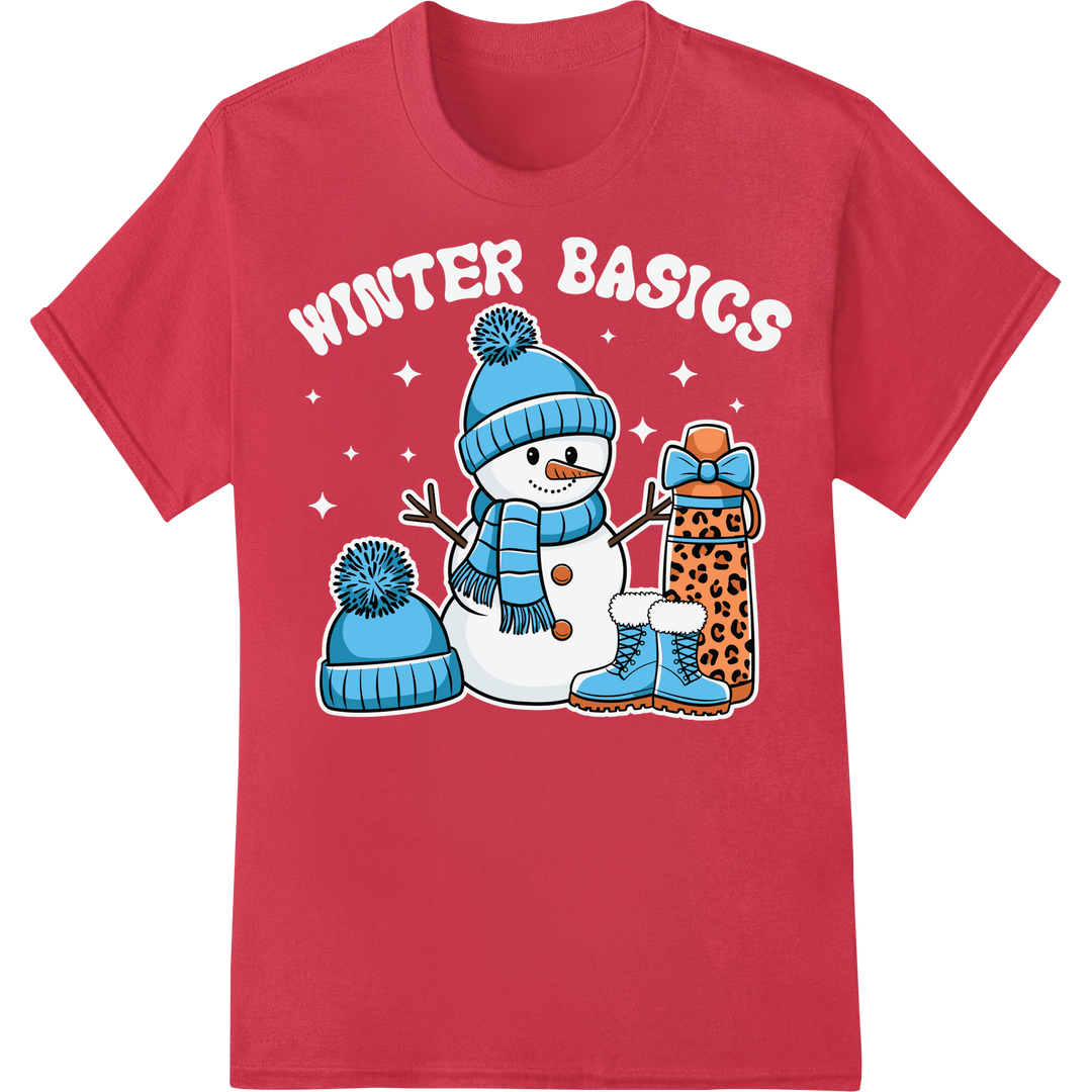 Adorable Funny Snowman Winter DTF Print Heat Transfer on red shirt - SUPERDTF-DTF Prints-DTF Transfers-Custom DTF Prints