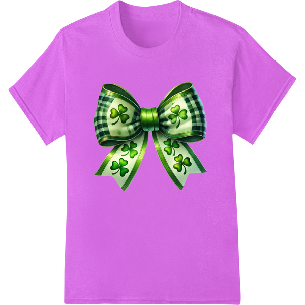 Shamrock Bow DTF Print Heat Transfer for St. Patrick's Day on purple shirt - SUPERDTF-DTF Prints-DTF Transfers-Custom DTF Prints