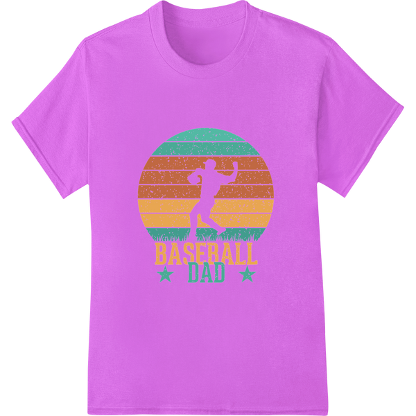 Vintage Baseball Dad Retro Silhouette | Father's Day Gift on purple shirt - SUPERDTF-DTF Prints-DTF Transfers-Custom DTF Prints