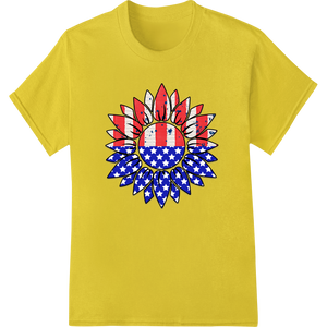 Vibrant custom apparel print on Patriotic Sunflower: American Flag Fusion Design