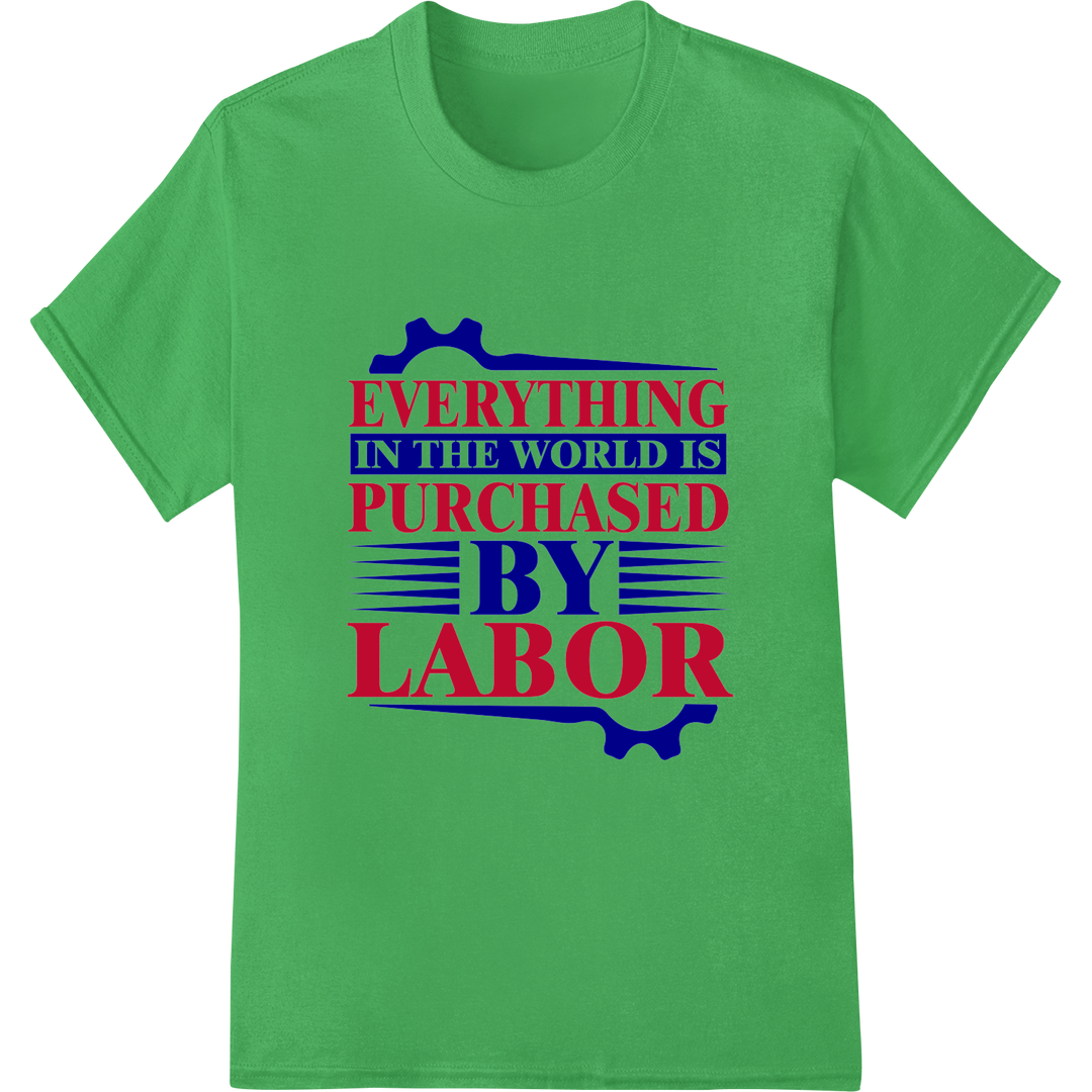 Bold Labor Day DTF Print Transfer - Patriotic Work Slogan on green shirt - SUPERDTF-DTF Prints-DTF Transfers-Custom DTF Prints