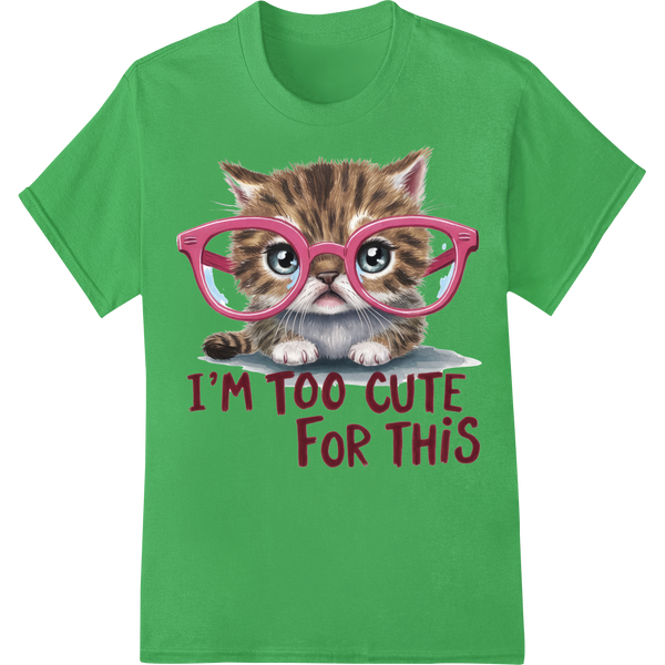 Adorable Sassy Kitten DTF Print Heat Transfer | Cat Lover on green shirt - SUPERDTF-DTF Prints-DTF Transfers-Custom DTF Prints