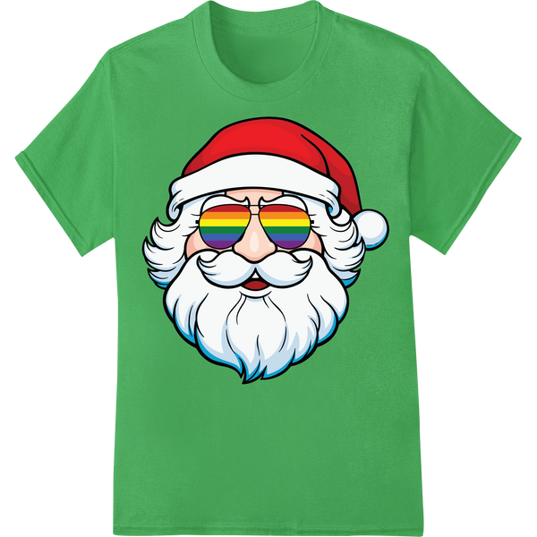 Vibrant LGBT Santa Claus DTF Print Heat Transfer | Pride on green shirt - SUPERDTF-DTF Prints-DTF Transfers-Custom DTF Prints