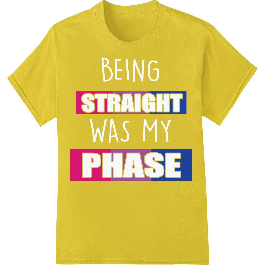 Bold STRAIGHT PHASE LGBT Pride DTF Heat Transfer Print on yellow shirt - SUPERDTF-DTF Prints-DTF Transfers-Custom DTF Prints