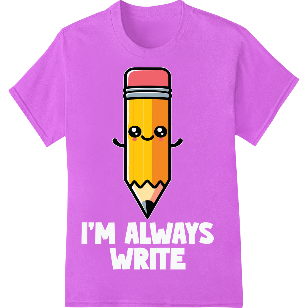 Playful Pencil Cartoon DTF Print for Back-to-School Fun on purple shirt - SUPERDTF-DTF Prints-DTF Transfers-Custom DTF Prints