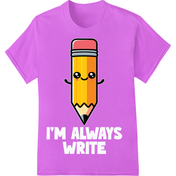 Playful Pencil Cartoon DTF Print for Back-to-School Fun on purple shirt - SUPERDTF-DTF Prints-DTF Transfers-Custom DTF Prints